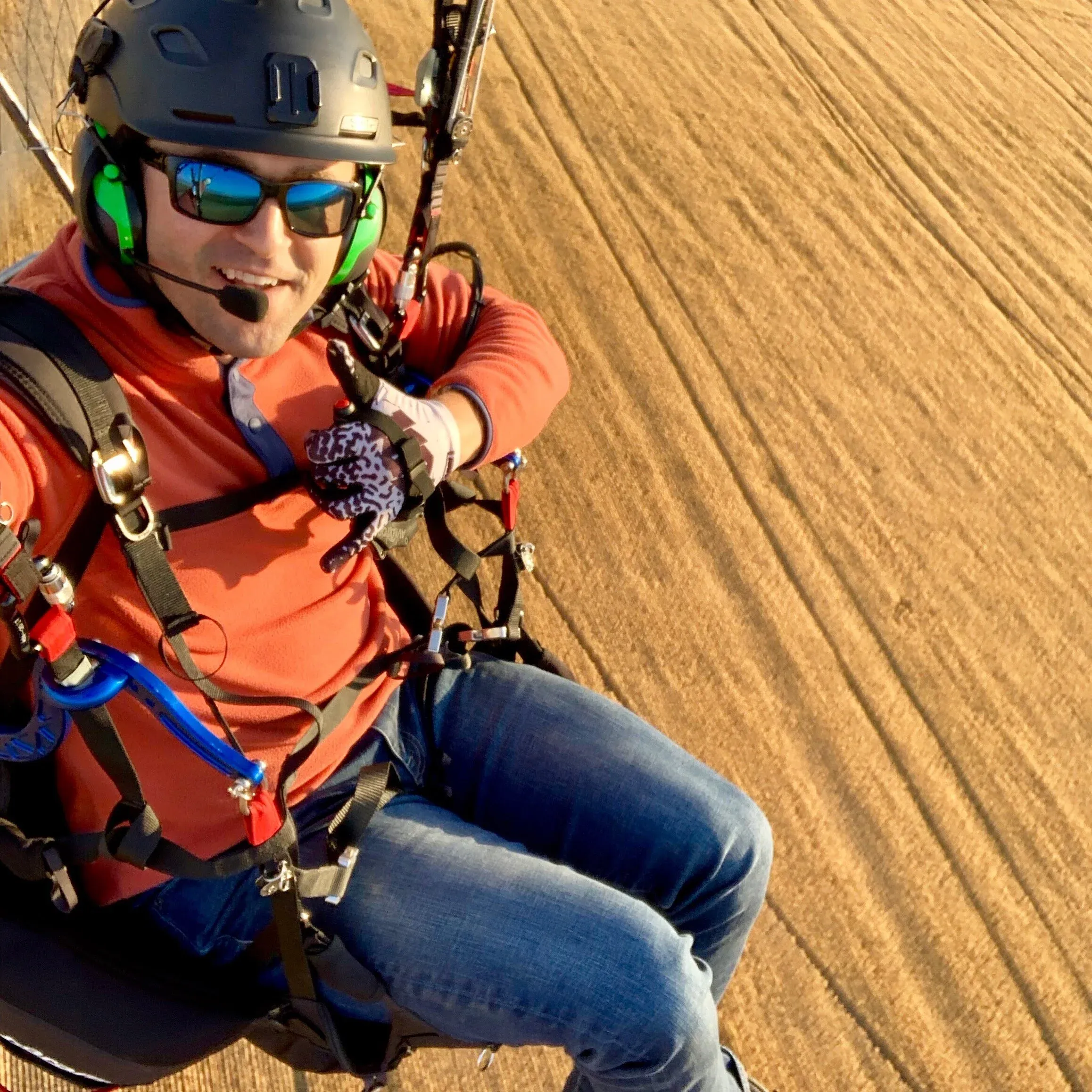 Bryan Pearson flying his powered paraglider